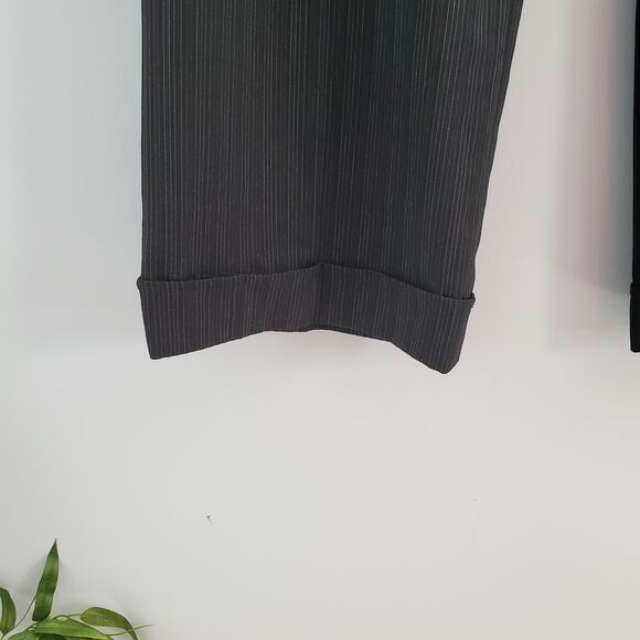 AB Studio Stretch Black Striped Wide Leg Cuffed Pants Size 12 - Picture 6 of 8